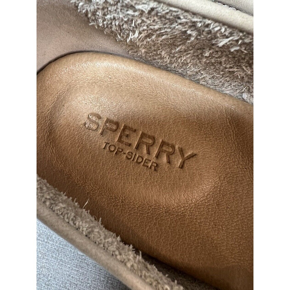 SPERRY Womens Leather Slip on Shoes Tie up bone beige Size 11 - Picture 10 of 12